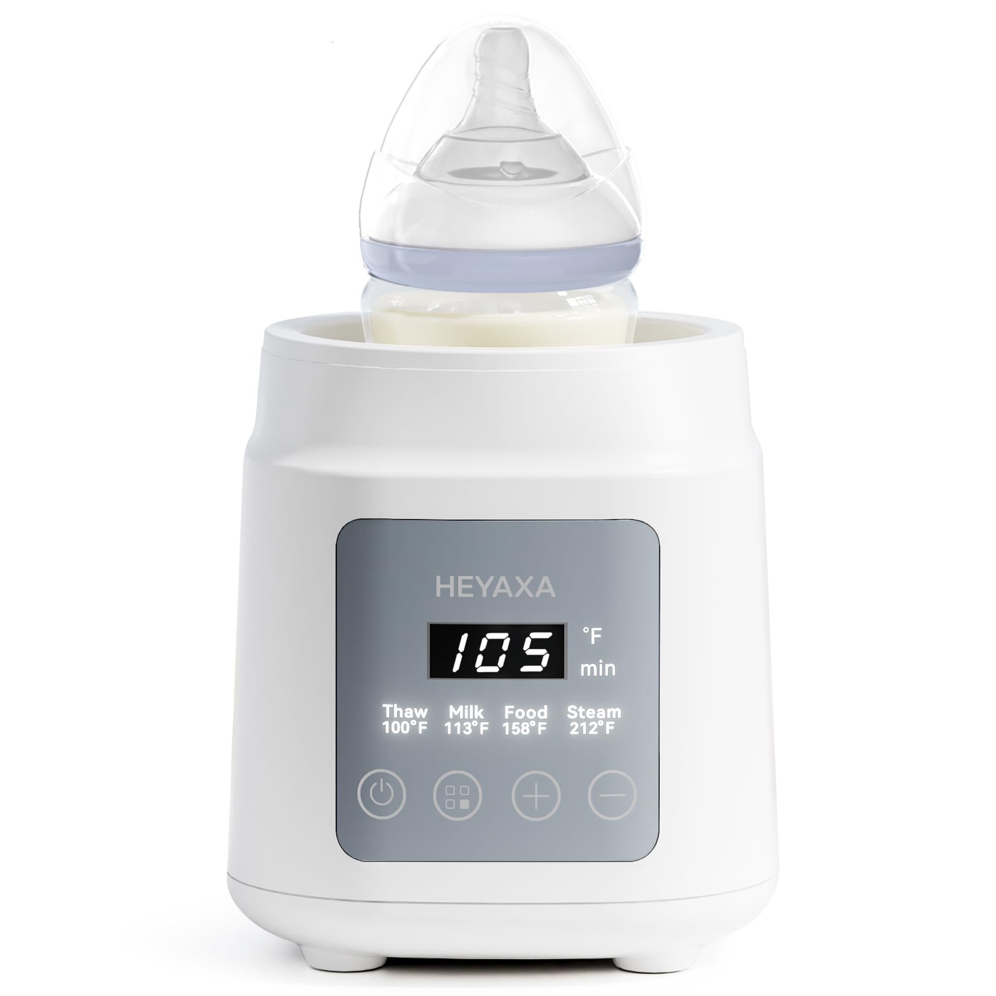 Photo 1 of HEYAXA Bottle Warmer with Even Heating to Prevent Nutrient Loss from Fast Heating, Baby Bottle Warmer for Breastmilk & Formula, Accurate Temp Control, Defrost, Keep Warm, Heat Baby Food (White)