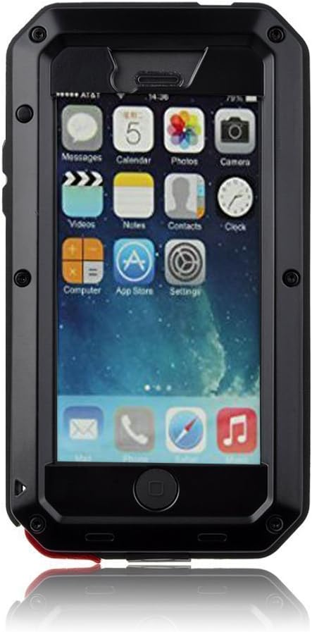 iPhone 5C Case,Gorilla Glass Luxury Aluminum Alloy Protective Metal Extreme Shockproof Military Bumper Heavy Duty Cover Shell Case Skin Protector for Apple iPhone 5C (Black)