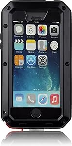 iPhone 5C Case,Gorilla Glass Luxury Aluminum Alloy Protective Metal Extreme Shockproof Military Bumper Heavy Duty Cover Shell Case Skin Protector for Apple iPhone 5C (Black)