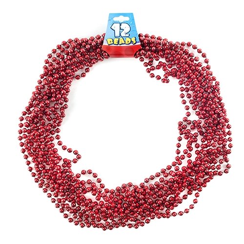 Metallic Red Party Beaded Necklaces - 12 per pack