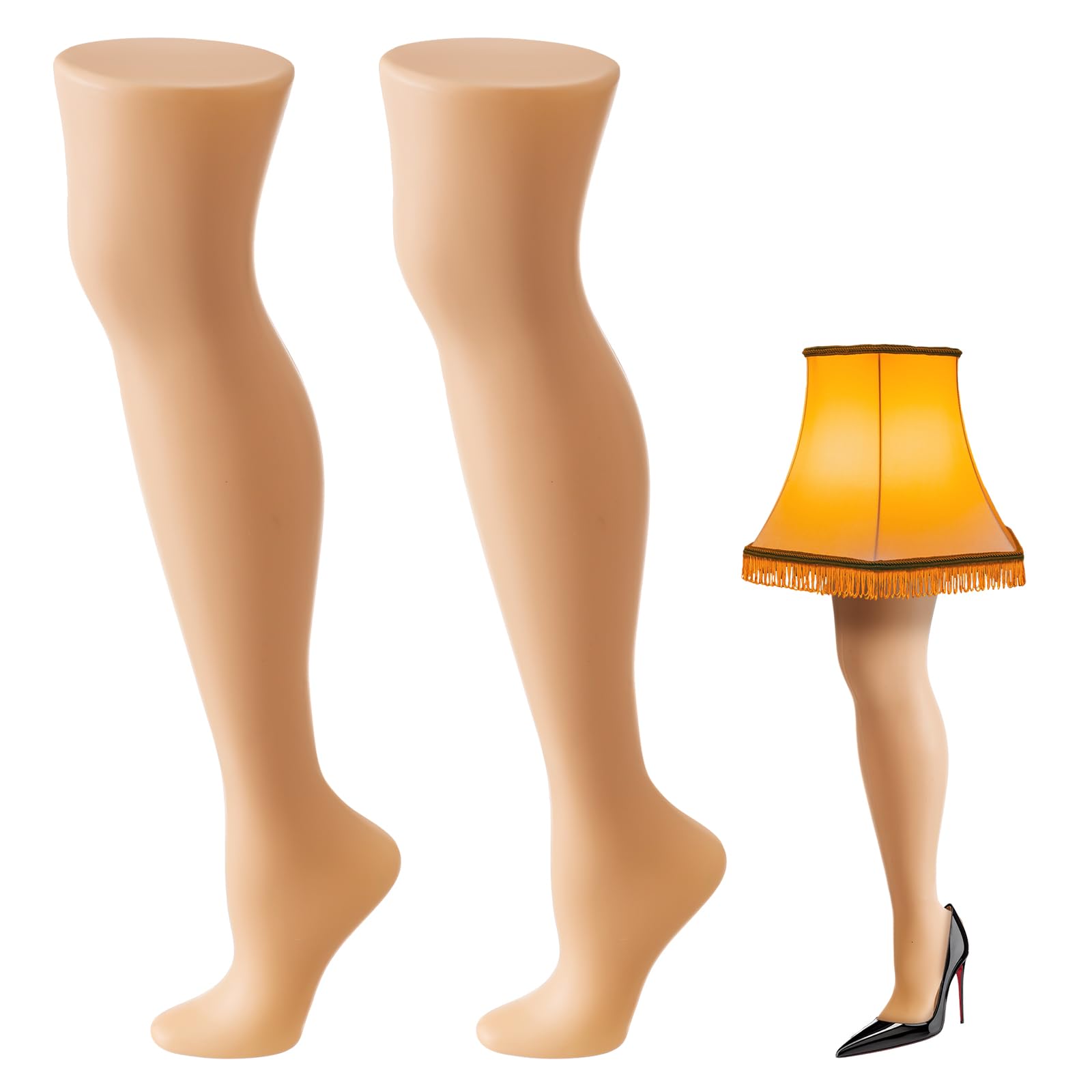 Photo 1 of AceOrbit 2 Pcs Female Mannequin Legs Commercial Standing Legs Sock and Hosiery Display 25.6" Tall Leg Lamp for Christmas