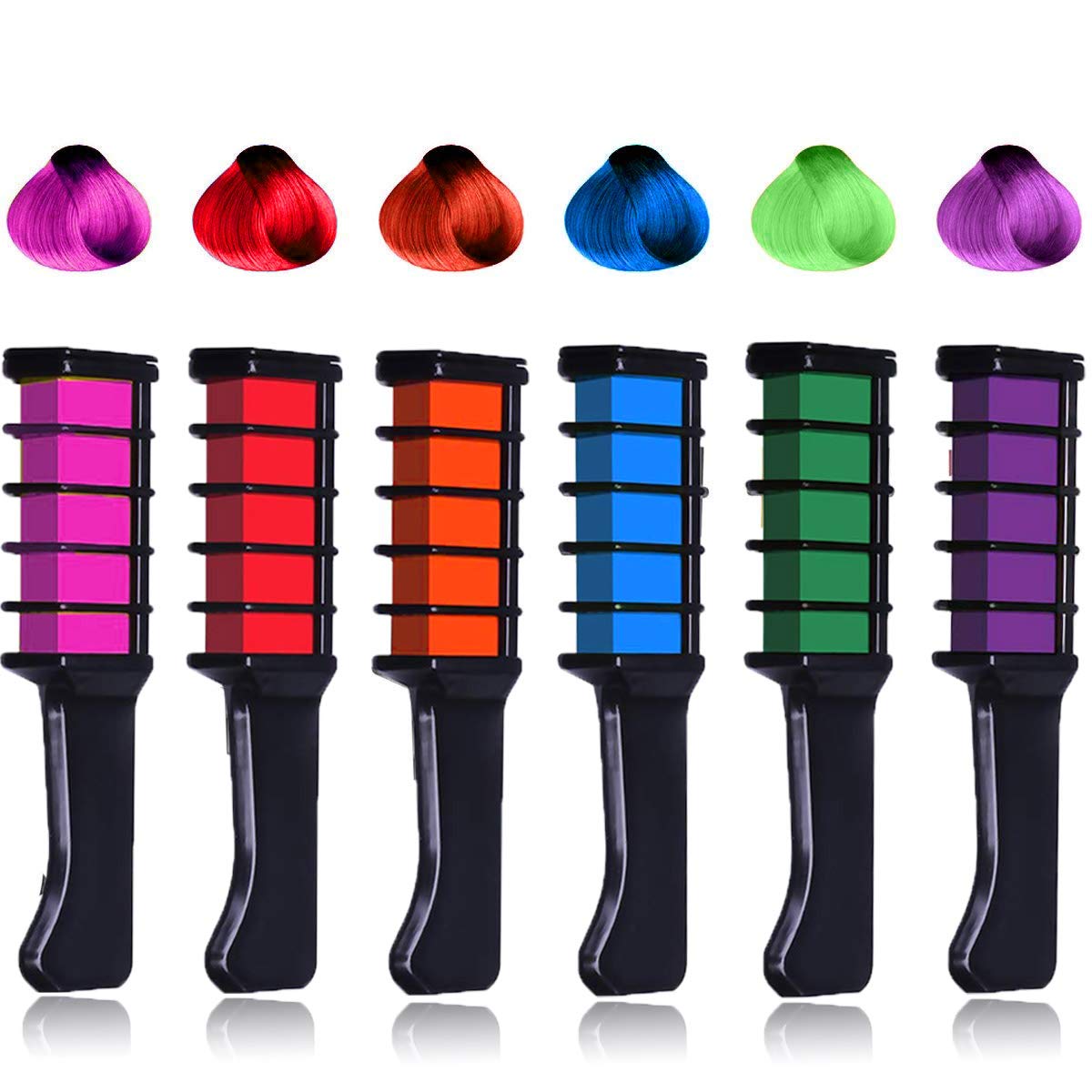 New Hair Chalk Comb Temporary Bright Hair Color Dye for Girls Kids, Washable Hair Chalk for Girls Age 4 5 6 7 8 9 10 New Year Birthday Party Cosplay DIY Children's Day, Halloween, Christmas,6 Colors: Beauty