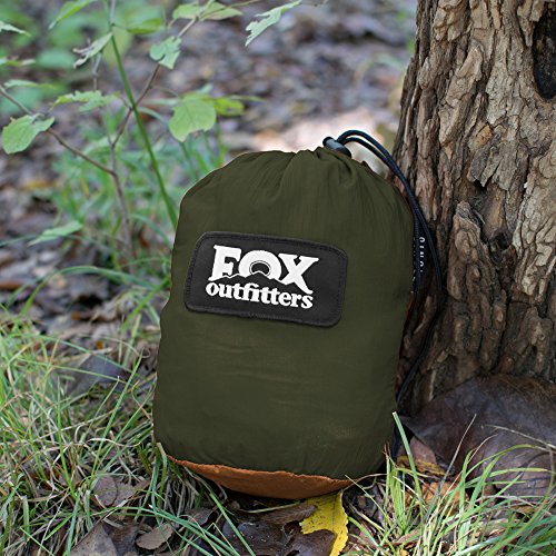 Fox Outfitters Neolite Double Camping Hammock - Lightweight Portable Nylon Parachute Hammock for Backpacking, Travel, Beach, Yard. Hammock Straps & Steel Carabiners Included