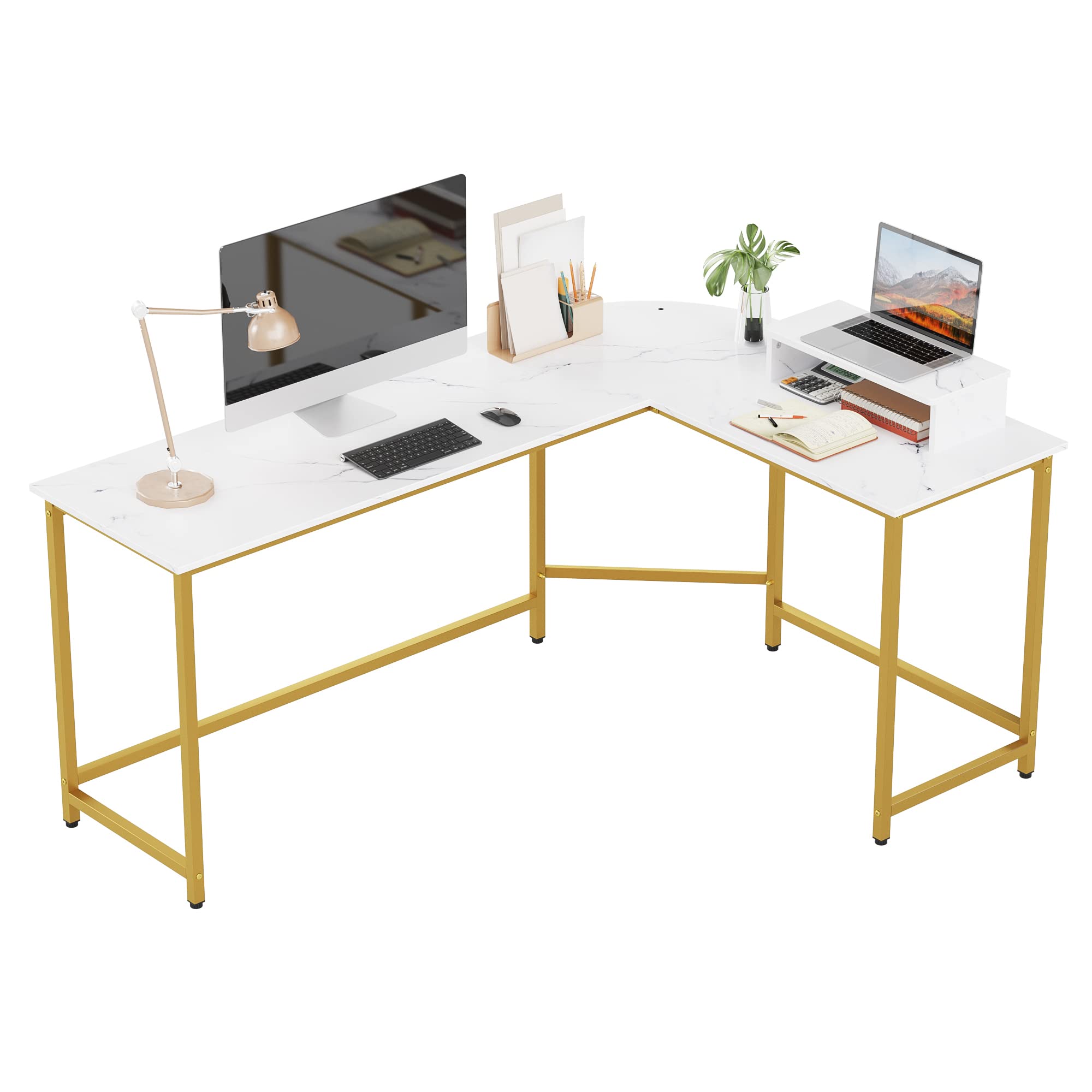 Mua Weehom L Shaped Computer Desk with Monitor Stand, Reversible Corner ...