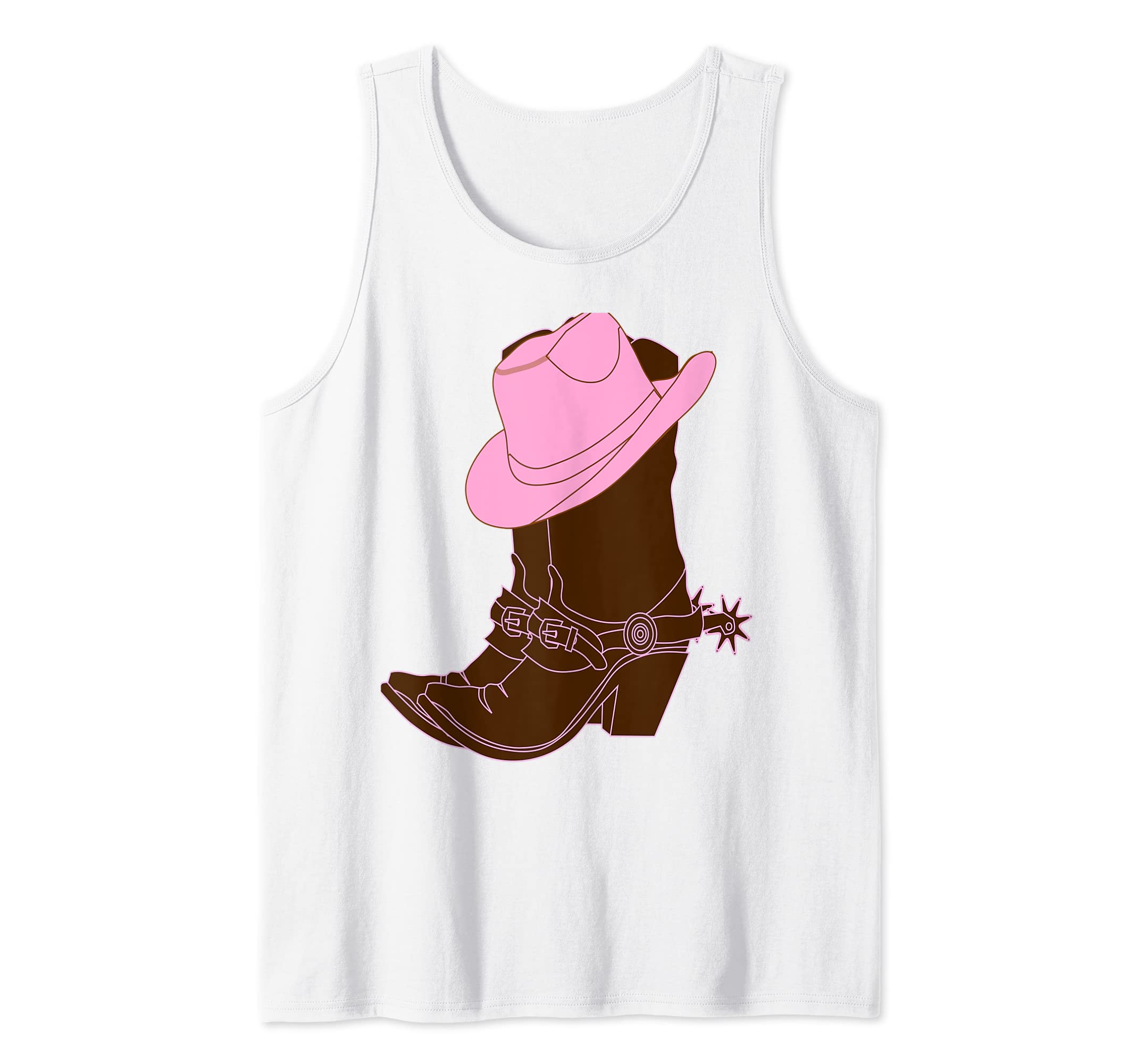 Cowgirl Pink Hat Cowboy Boots Tank Top