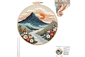 Embroidery Kit for Beginners Adults DIY Starter Cross Stitch Craft Kits Include Embroidery Cloth Hoops Color Threads Needles 