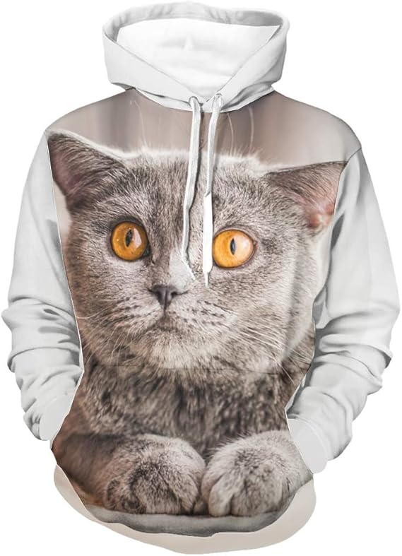 Amazon.com: Men Gray Cat Hoodies - Original Round Neck Comfort Hoodies: Clothing