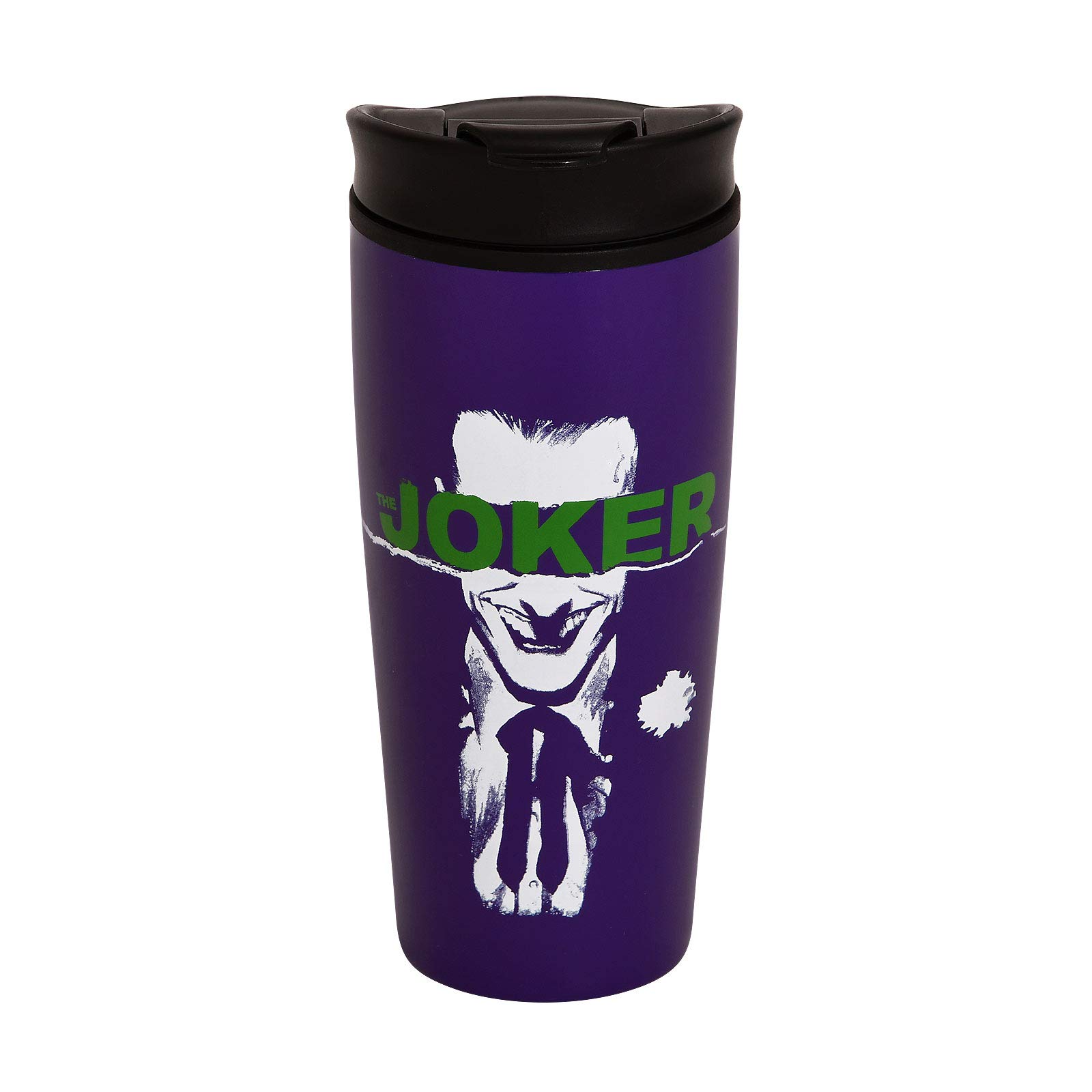 DC Comics The Joker Metal Mug (Straight Outta Arkham Design) 16oz Metal Travel Mug, Travel Coffee Mug - Official Merchandise