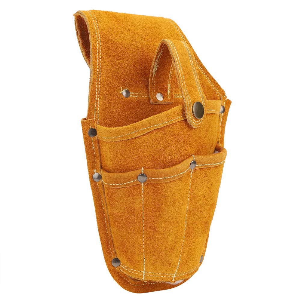 Electricians Waist Pkt, Wearable Multi-Tool Organizer, Yellow Cowhide Electric Tool Storage Toolkit for Outdoor Working