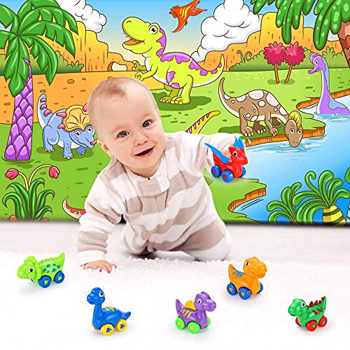 LUKAT Baby Dinosaur Toys for 1-2-3 Year Old Toddlers Pull Back Dino Car Toys for Boys and Girls Infants Mini Animal Toys for Kids ( 6-Pack ) - Thumbnail 6