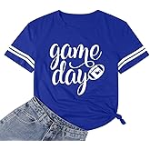 Game Day T Shirts Women Football Graphic Tee Funny Cute Competition Tshirt Casual Short Sleeve Tee Tops