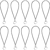 Fansoftiks 10Pcs Silver Tone Black Lanyard Strap,Split Ring Cell Phone Charm and Clasp for Phone,MP3,USB Flash Drive,Keys,Multi-Device Durable Cord, Keychain and Tech Accessories