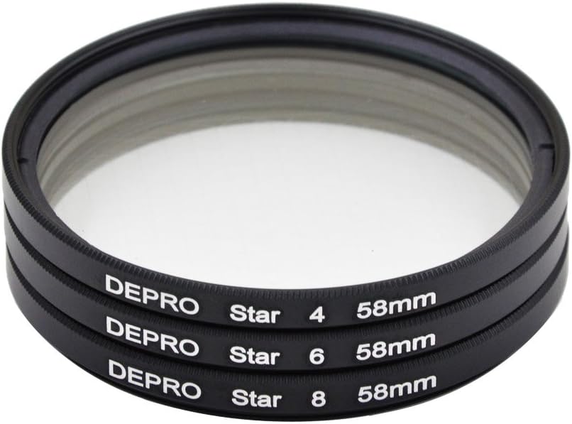 DEPRO 58mm Star Filter Set Cross +4 +6 +8 Point Star Filter Twinkle Effect for Canon Nikon Digital SLR Camera Lens 58mm Kit