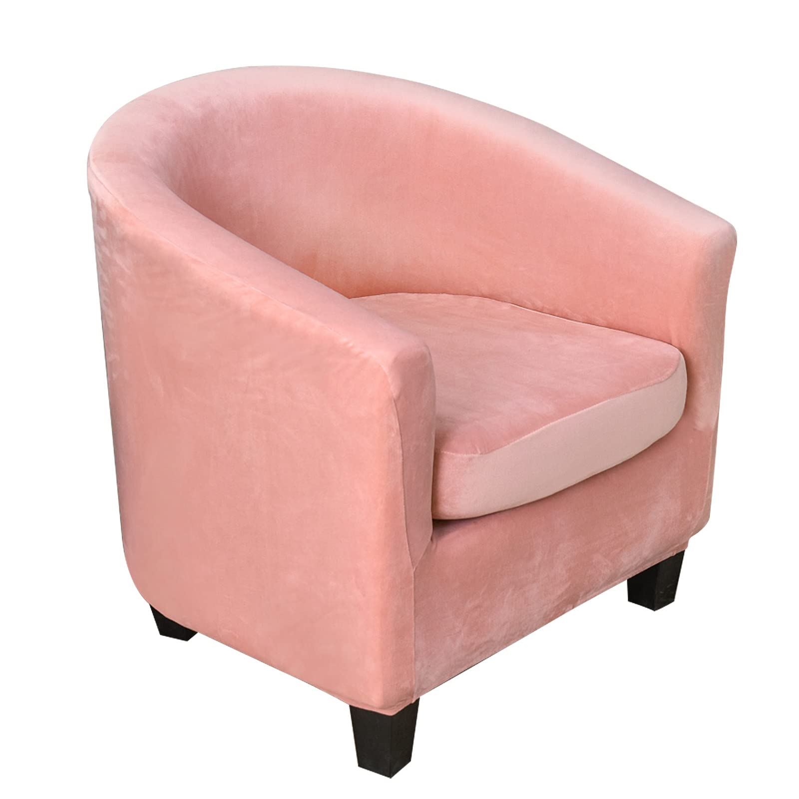 Topchances Tub Club Chair Covers,High Stretch Armchair Sofa Slipcover with Cushion Cover, Velvet Furniture Protector Soft Couch Covers for Dining Living Room Office Reception (Pink)
