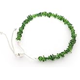 LUSTRE AND LIGHT Natural Rough Chrome Diopside Bolo Bracelet for Women in Sterling Silver, Gemstone Jewelry Gifts for Her Birthday, Anniversary, Graduation, Christmas (Beads, Box-Chain)