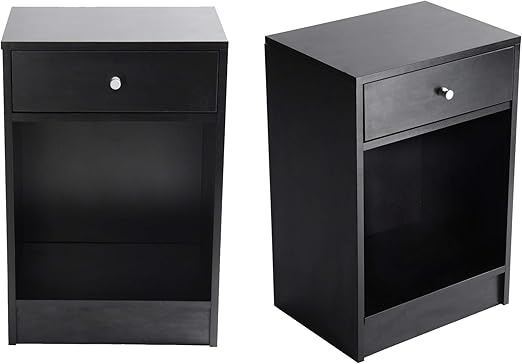 Amazon Com Lucky Tree Small Nightstands Set Of 2 Black Accent Table Sofa Side Table With Drawers Modern Style 16 Inch Kitchen Dining