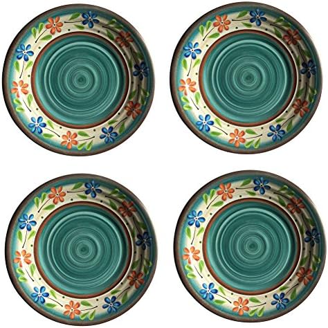 8.5-inch Melamine Dessert Plates - Serving Butter Platters with Rustic Design, Set of 4