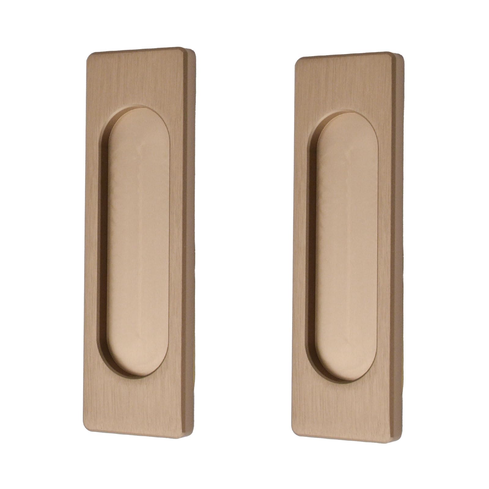 MOROBOR Self-Stick Rectangular Sliding Door Pulls, 2pcs Aluminum Alloy Flush Pull Punch-Free Handle for Sliding Barn Door Windows Cabinets (Bronze Gold,100mm)