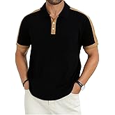 LuxMania Men's Casual Polo Shirts Short Sleeve Classic Button Shirt Fashion Cotton Golf Tops with Pocket