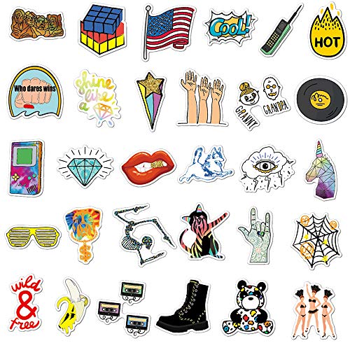 Retro Stickers for Water Bottles, BOENFU VSCO Waterproof Asethetic Trendy 100% Vinyl Stickers for Water Bottle Hydro Flask Laptop Computer Mackbook Ipad Car Luggage Phone, Dancing Skeleton Having Fun