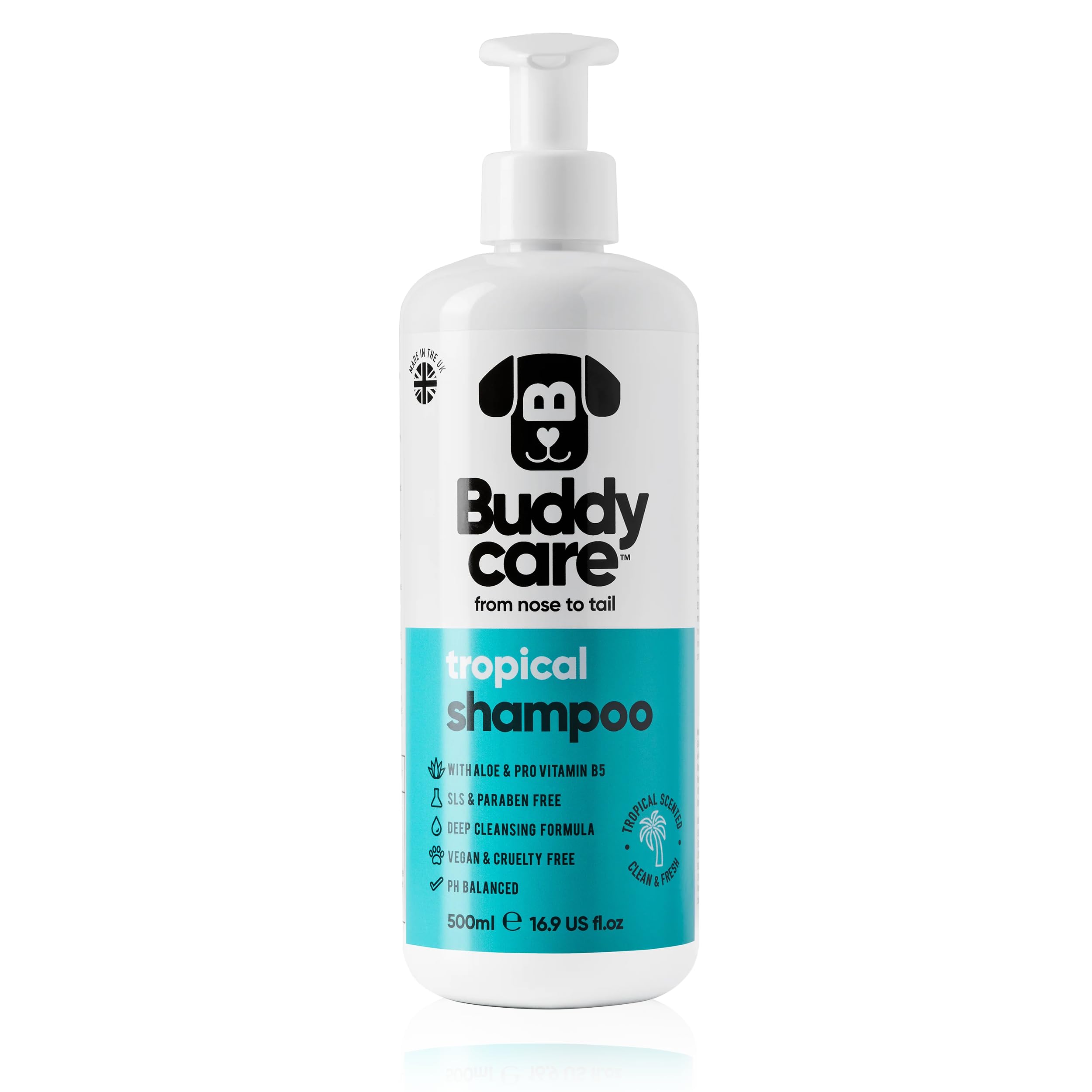 Tropical Dog Shampoo by Buddycare | Deep Cleansing Shampoo for Dogs | Tropical Scented | With Aloe Vera and Pro Vitamin B5 (500ml)
