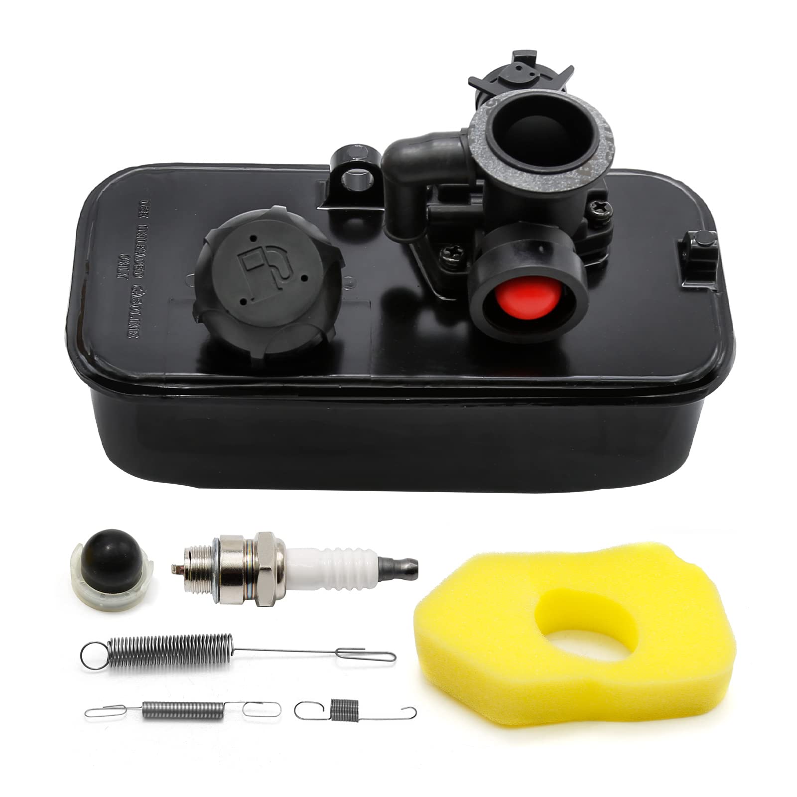 Hoypeyfiy Fuel Tank Carburettor 698369 Air Filter Replacement for BS 494406 498809A 795469 794147 699660 794161 498811 Carb with Spark Plug Springs