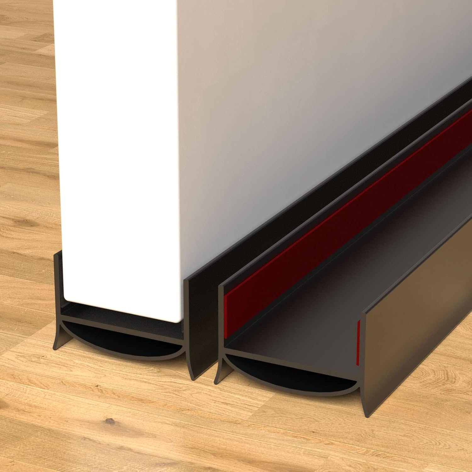 Draft Stoppers - 2 Pack Door Draft Stopper, 39” Length Cuttable Under Door Seal, Strong Adhesive Door Sweep for Exterior and Interior Doors (Black)