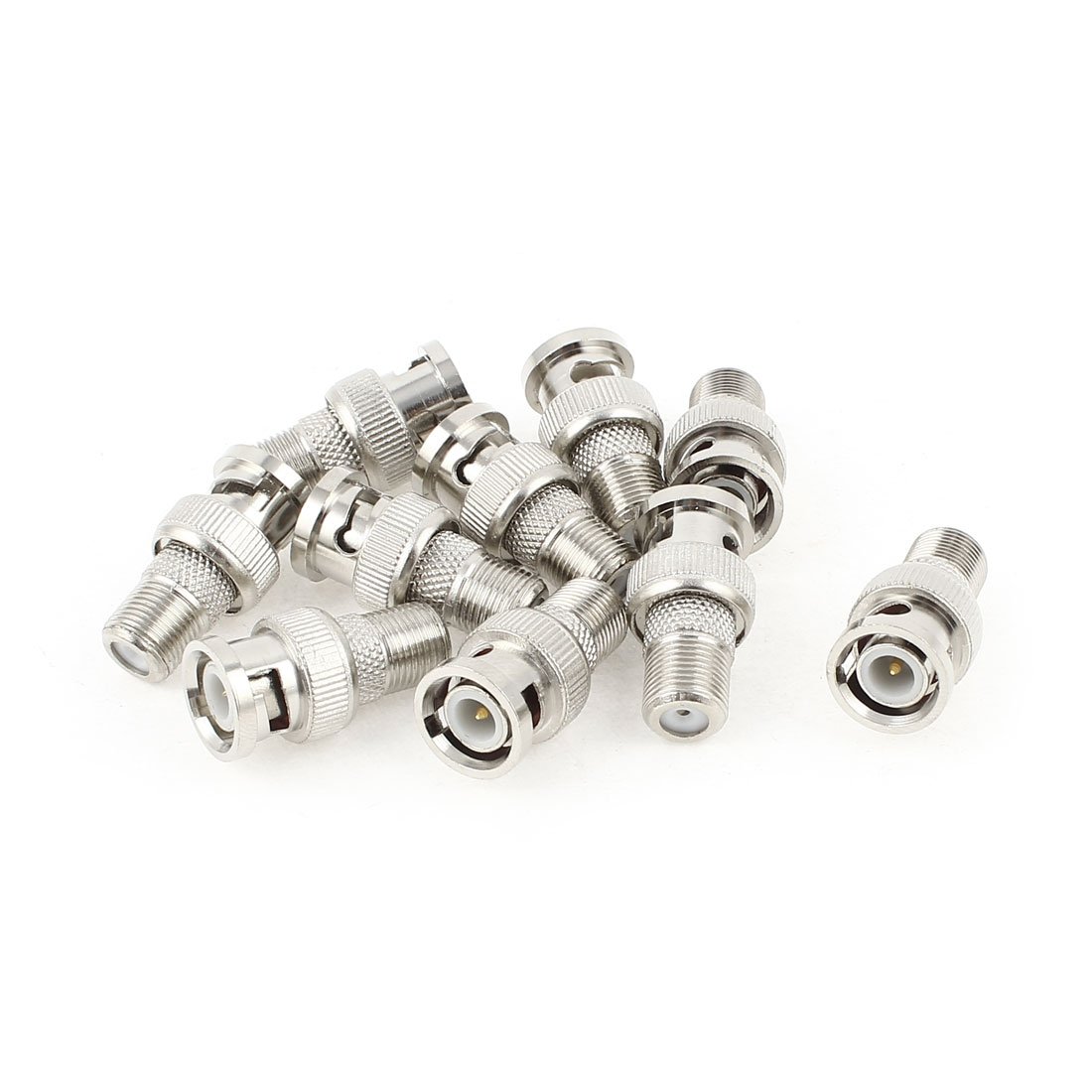 sourcing map 10PCS Metal BNC Male to F Female Jack RF Coaxial Adapter Connector