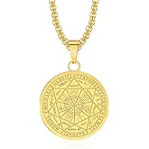 DNBVII Seven Archangels Pendant Necklace, Stainless Steel Seal of the Seven Archangel For Men Women Protection Amulet Michael Coin Pendant Necklace with Chain