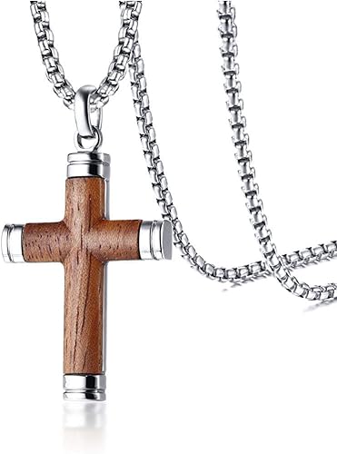 Amazon Rockyu ブランド 人気 ネックレス チタン梨花木 チタン梨花木 メンズ ブラウン 十字架 クロス 木 メンズネックレス 号 カジュアル 秋冬 ギフト ジュエリー 通販