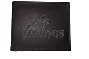 Team Sports America NFL Minnesota Vikings Black Wallet | Bi-Fold | Officially Licensed Stamped Logo | Made of Leather | Money and Card Organizer | Gift Box Included