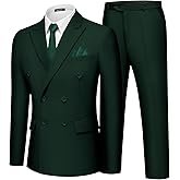 MAGE MALE Men's 2 Piece Suit Elegant Solid Double Breasted Slim Fit Tuxedo Suit with Blazer and Pants