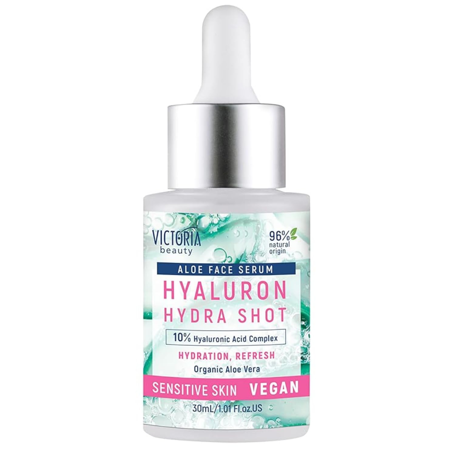 Victoria Beauty 10% Hyaluronic Acid Serum for Face with Niacinamide and Aloe Vera - Hydrating Anti Aging Moisturiser for Men and Women - All Skin Types and Sensitive Skin - 96% Natural,Vegan, 30ml