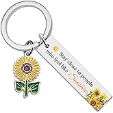 Davrock Sunflower Keychain Sunflower Gifts for Women Motivational Keychain Inspirational Gifts for Women Birthday Christmas White Elephant Gift Pendant Keyring for Bestie Bff Friends Female