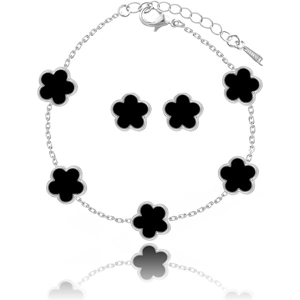 Amazon.com: Qinpan Four Leaf Clover Earring and Bracelet Set for