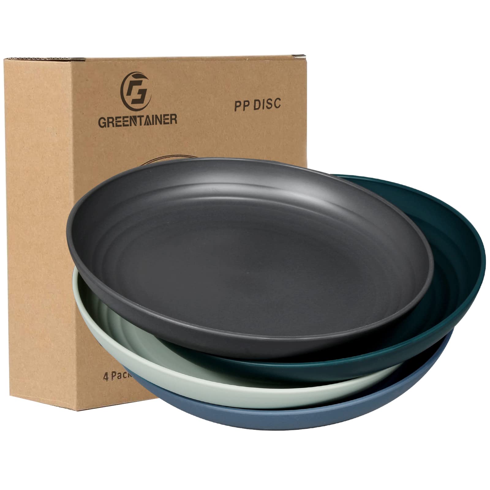 Greentainer Unbreakable Dinner Plates for Adults - 8.8'' Plastic Plates, Microwave and Dishwasher Safe, Lightweight Dessert Plates for Pizza, Pasta, Bread, Snack, Salad,Set of 4