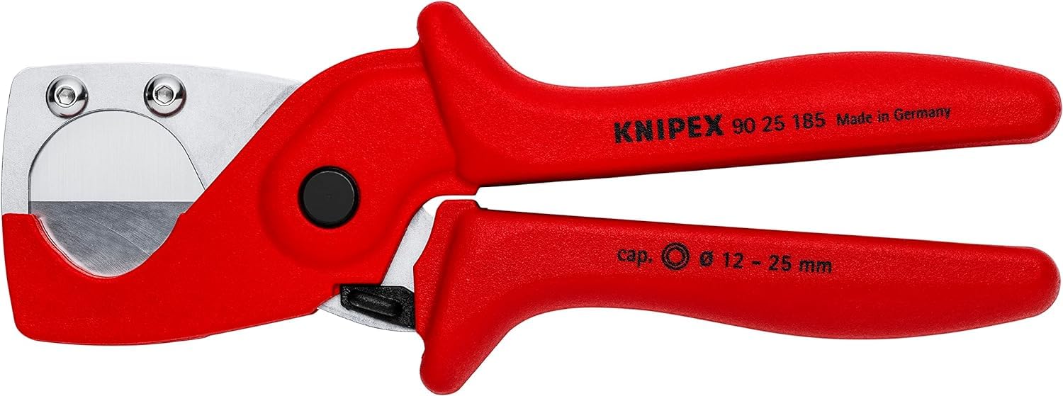 KNIPEX Pipe Cutter for Plastic Composite Pipes Glass Fibre Reinforced Plastic Handles 185 mm, 90 25 185
