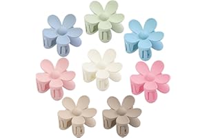 AOENJIE Flower Hair Clips 8PCS Large Claw Clips for Women Girls Thick Hair Large Daisy Hair Clips Matte Claw Clips Non Slip Strong Hold for Thin Hair 8 Colors