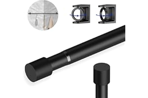 TIEMLET Black Spring Tension Rod, Max 18 to 36 Inch Adjustable Tension Rods 24 to 36 inch, No-Drill Easy Installation Rust-Resistant Spring rod, Suitable for Closets Rod, Shoe Cabinets