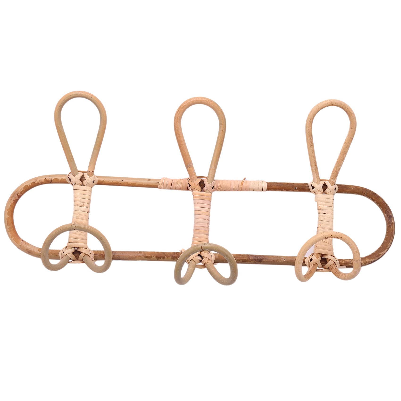 Dciustfhe Rattan Wall Hooks Kids Garments Organizer Rack Clothes Hat Hanging Hook Rattan Hanger Kids Room Decor Hanger