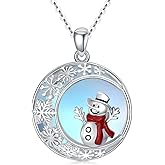 YYmqmq Christmas Necklace 925 Sterling Silver Xmas Pendant Necklace Christmas Jewelry Gifts for Women Girlfriend