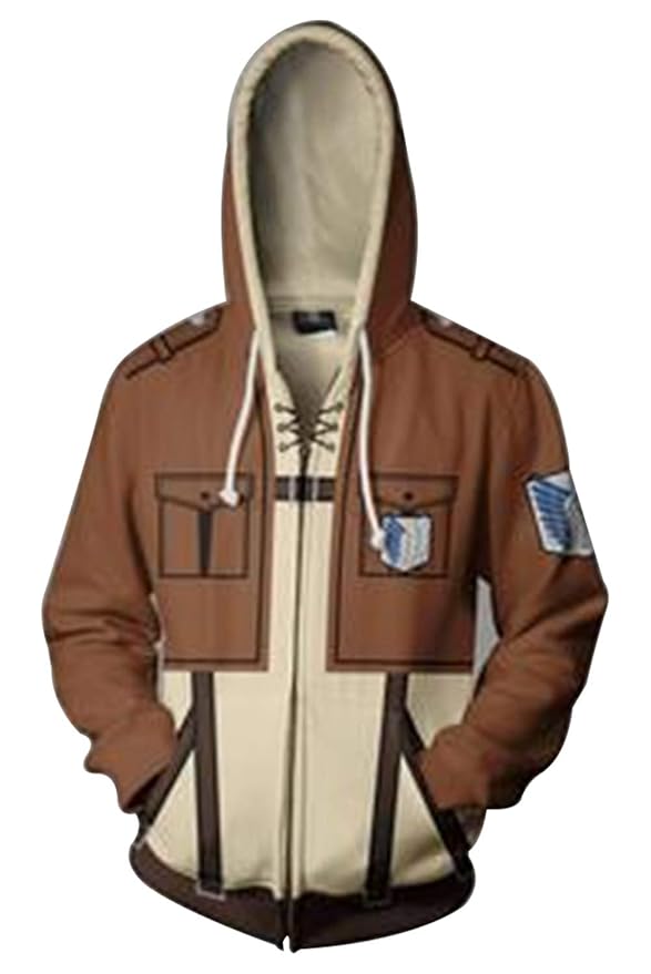 Attack on Titan Scouting Legion Mantel Zip-up Hoodie mit Kapuze Braun XXL