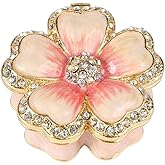 Janshe Cul Sakura Trinket Boxes Hinged Hand-Painted Enameled Flower Figurine Ornaments Craft Gift for Home Decor