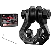 AMBULL D Ring Separate Shackle with Snatch Block, 3/4" Easy Open Shackles w/Snatch Block Pulley, Heavy Duty Shackle for Towing Winch, Pulley for Off-Road Vehicle Recovery, Truck, ATV, UTV, BlackBlack