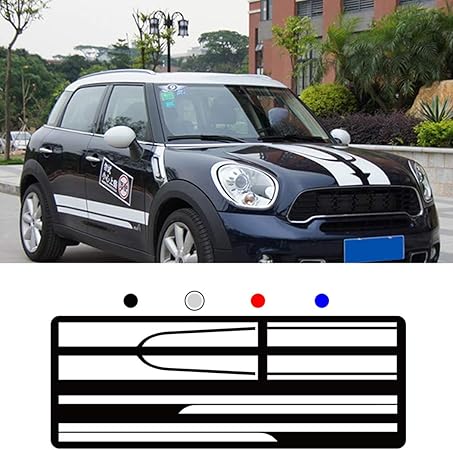 Amazon のために適した Mini カー オート ボディ ステッカー 車のサイドステッカーデカール ロング ストライプ サイド スカート 装飾 防水ステッカー 白 Type3 ステッカー デカール 車 バイク