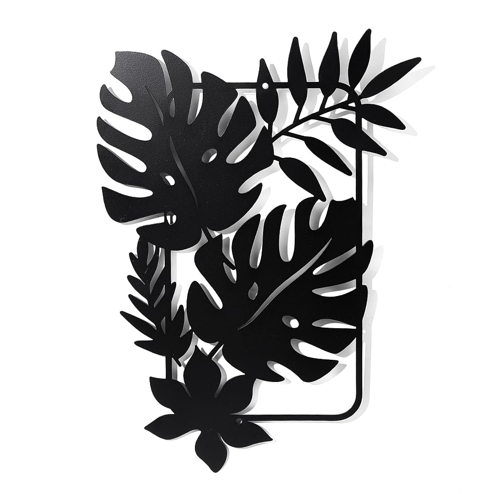 NBEADS Palm Leaves Metal Wall Art Decor Leaves, Black Wall Hanging Decor Silhouette Wall Art for Home Bedroom Living Room Bathroom Kitchen Office Garden Hotel Wall Decoration, 30x21.9cm