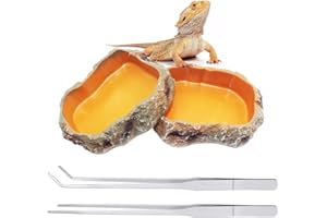 Reptile Growth Reptile Bowl Set Includes Reptile Food Dish,Reptile Water Dish,Reptile Feeding Tongs,Long Tweezers for Terrarium,for Leopard Gecko,Frog,Bearded Dragon,Snake,Tortoise,Hermit Crab
