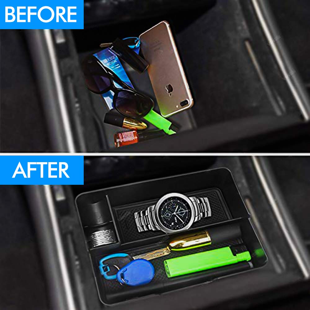 Mizzuco Organizer for Tesla Model 3 2017 2018 2019 Center Console Armrest Organizer Tray Glass Holder Pallet Storage Box Container