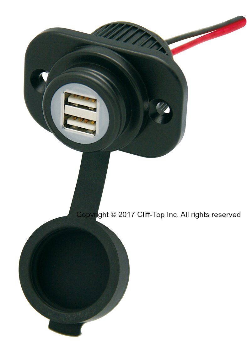 Cliff-Top 12V Boat Marine Carvans Waterproof Power Outlet Panel Mount Series (3.3 Amp Dual USB Charger)