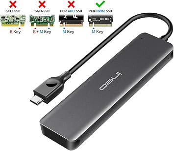 ineo M.2 PCIe NVMe Caja USB C 3.1 Gen 2 Tipo-C Aluminio SSD Carcasa externa para 2280 2260 2242 2230 m2 NVMe SSD Caddy [C2592-NVMe Tipo C]: Amazon.es: Electrónica